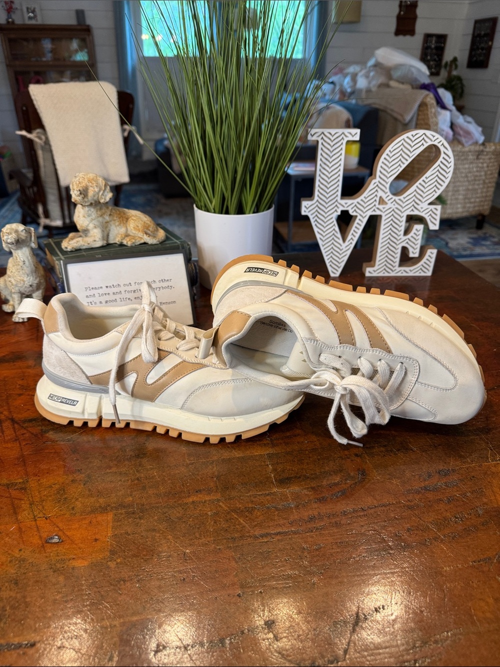 Women's Cream and Tan Athletic Shoes